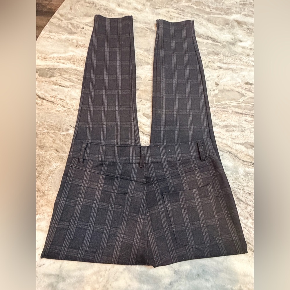 Westbound Slim Factor Fit Gray Plaid Trouser Pants Stretch Straight Leg Work S - Picture 5 of 9